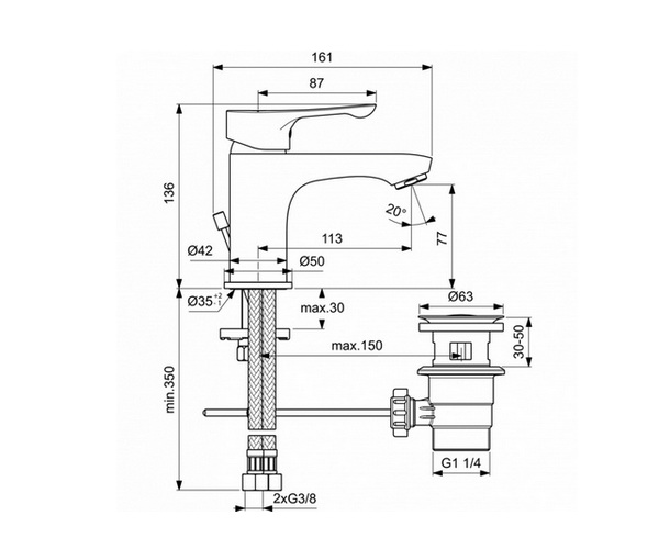 смеситель для раковины IDEAL STANDARD DOT